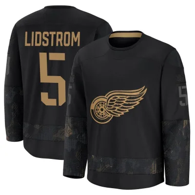 Youth Nicklas Lidstrom Detroit Red Wings 2024 Military Appreciation Practice Jersey - Black Premium