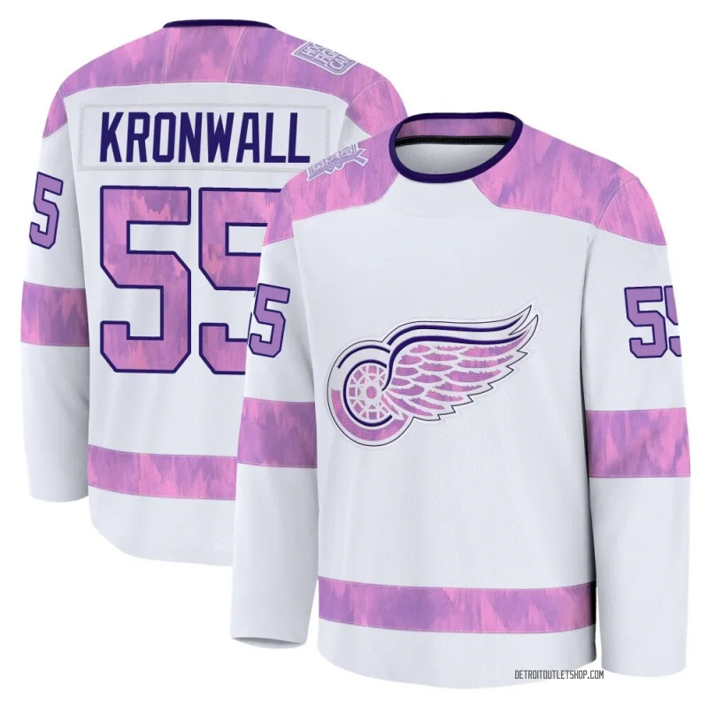 Youth Niklas Kronwall Detroit Red Wings 2024 Hockey Fights Cancer Practice Jersey - White Premium