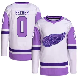 Youth Ondrej Becher Detroit Red Wings Hockey Fights Cancer Primegreen Jersey - White/Purple Authentic