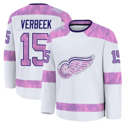 Youth Pat Verbeek Detroit Red Wings 2024 Hockey Fights Cancer Practice Jersey - White Premium