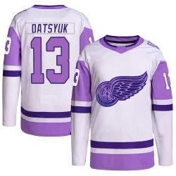 Youth Pavel Datsyuk Detroit Red Wings Hockey Fights Cancer Primegreen Jersey - White/Purple Authentic