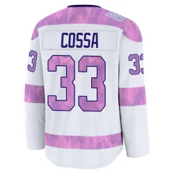 Youth Sebastian Cossa Detroit Red Wings 2024 Hockey Fights Cancer Practice Jersey - White Premium