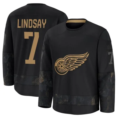 Youth Ted Lindsay Detroit Red Wings 2024 Military Appreciation Practice Jersey - Black Premium