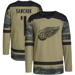 Youth Terry Sawchuk Detroit Red Wings Military Appreciation Practice Jersey - Camo Authentic