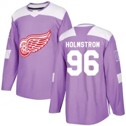 Youth Tomas Holmstrom Detroit Red Wings Hockey Fights Cancer Practice Jersey - Purple Authentic