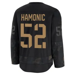 Youth Travis Hamonic Detroit Red Wings 2024 Military Appreciation Practice Jersey - Black Premium