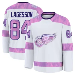 Youth William Lagesson Detroit Red Wings 2024 Hockey Fights Cancer Practice Jersey - White Premium