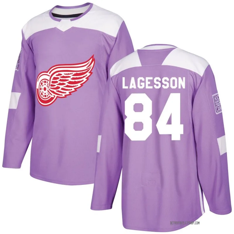 Youth William Lagesson Detroit Red Wings Hockey Fights Cancer Practice Jersey - Purple Authentic