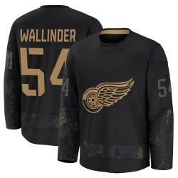 Youth William Wallinder Detroit Red Wings 2024 Military Appreciation Practice Jersey - Black Premium