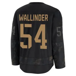 Youth William Wallinder Detroit Red Wings 2024 Military Appreciation Practice Jersey - Black Premium